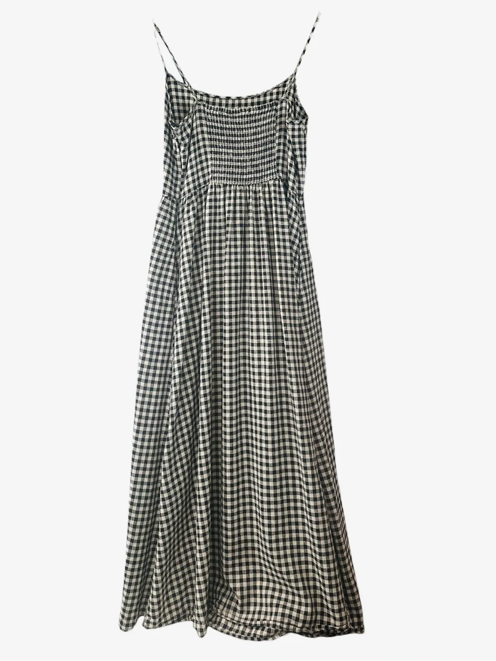 GAP Black & White Gingham Maxi Slip Dress drop waist Sleeveless Spaghetti Strap - Picture 3 of 9